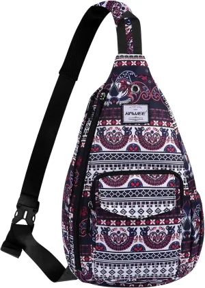 Rope Sling Bag for Women Men Casual Cross Body Daypack Backpack Adjustable Strap Water Repellent for Travel/Sport