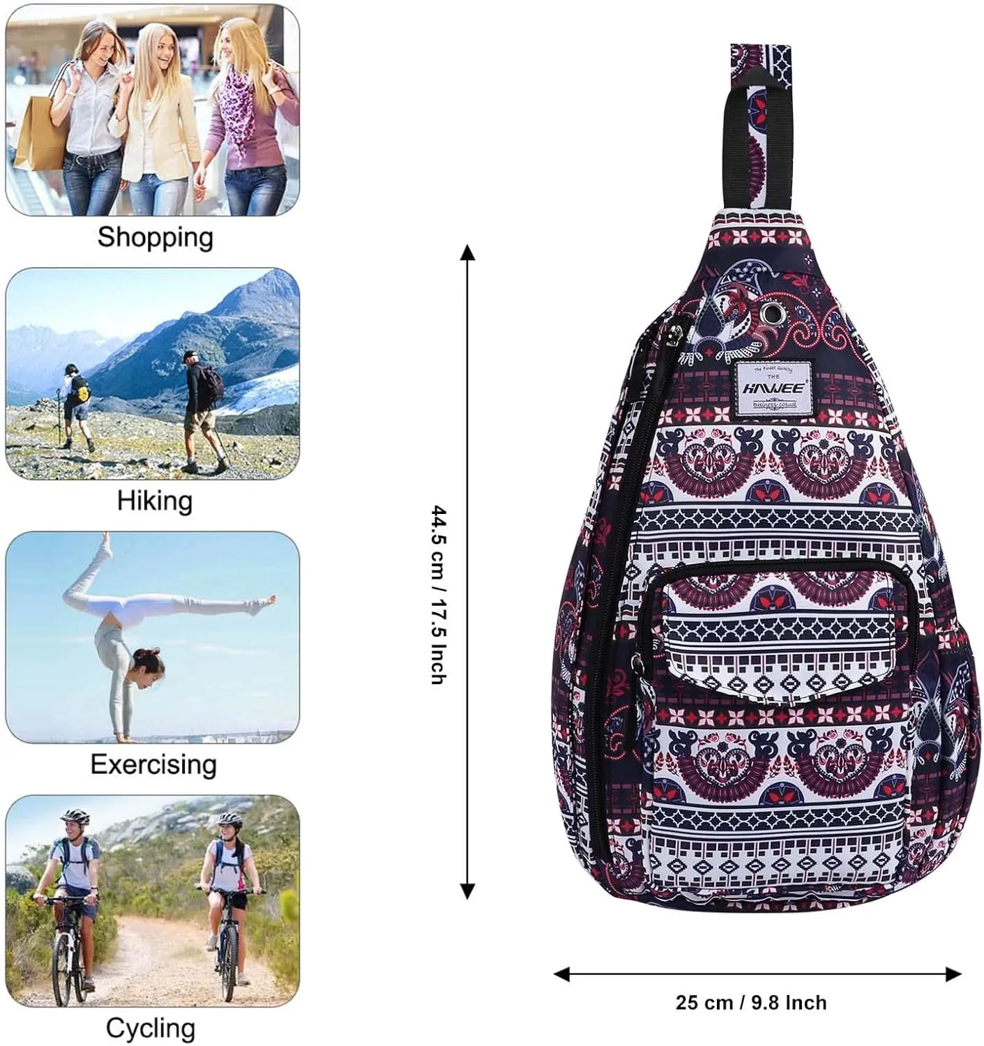 Rope Sling Bag for Women Men Casual Cross Body Daypack Backpack Adjustable Strap Water Repellent for Travel/Sport