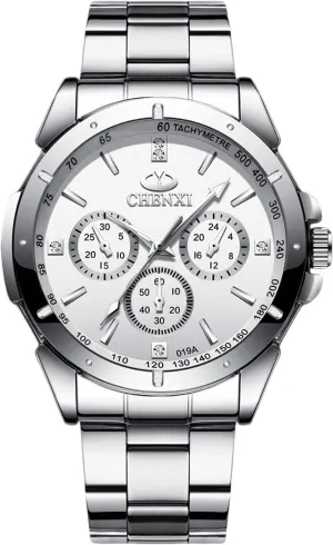 RORIOS Men's Watches Analog Quartz Watch Multi-Function Men Watch with Stainless Steel Brecelet Waterproof Luminous Wristwatch for Men