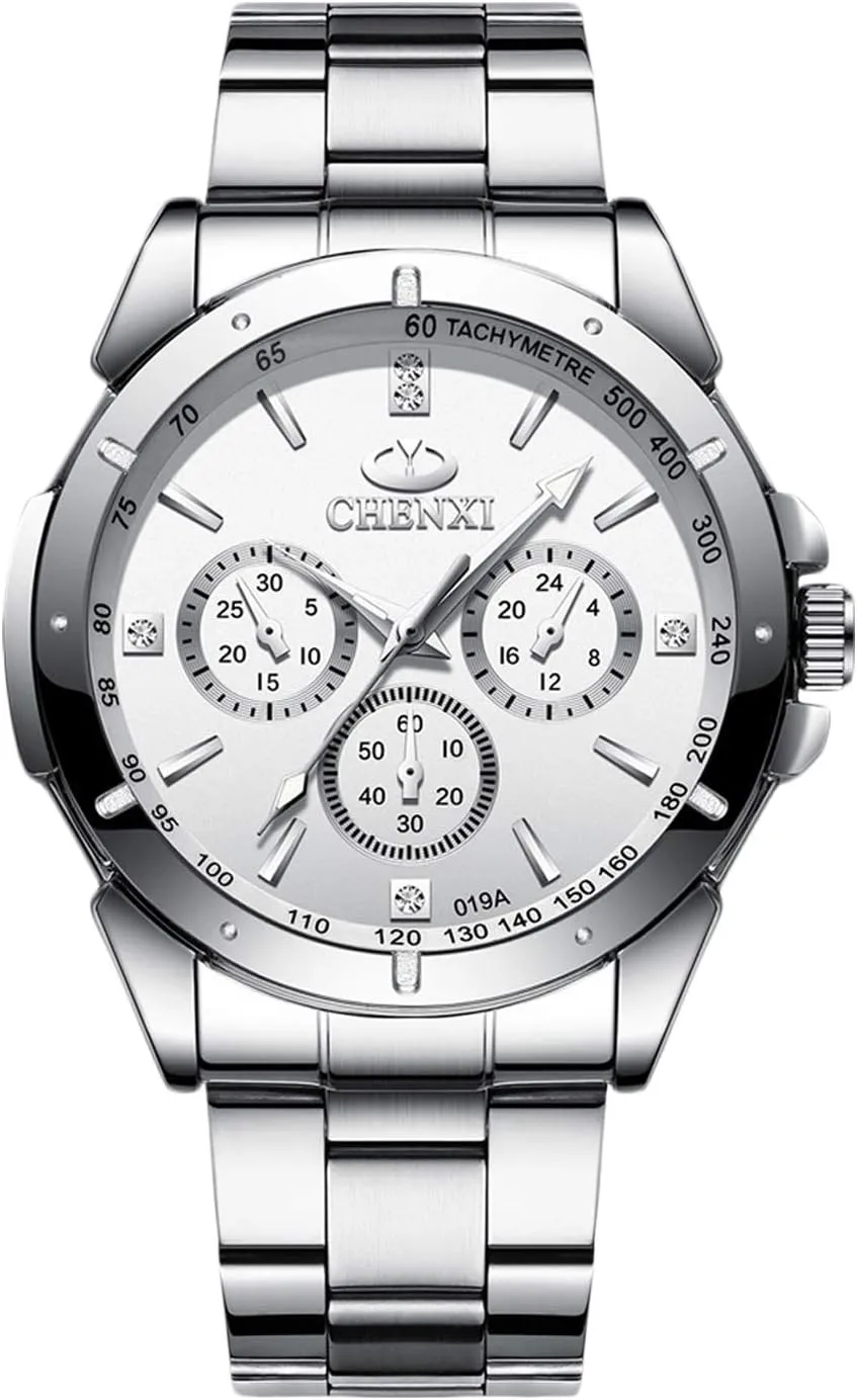 RORIOS Men's Watches Analog Quartz Watch Multi-Function Men Watch with Stainless Steel Brecelet Waterproof Luminous Wristwatch for Men