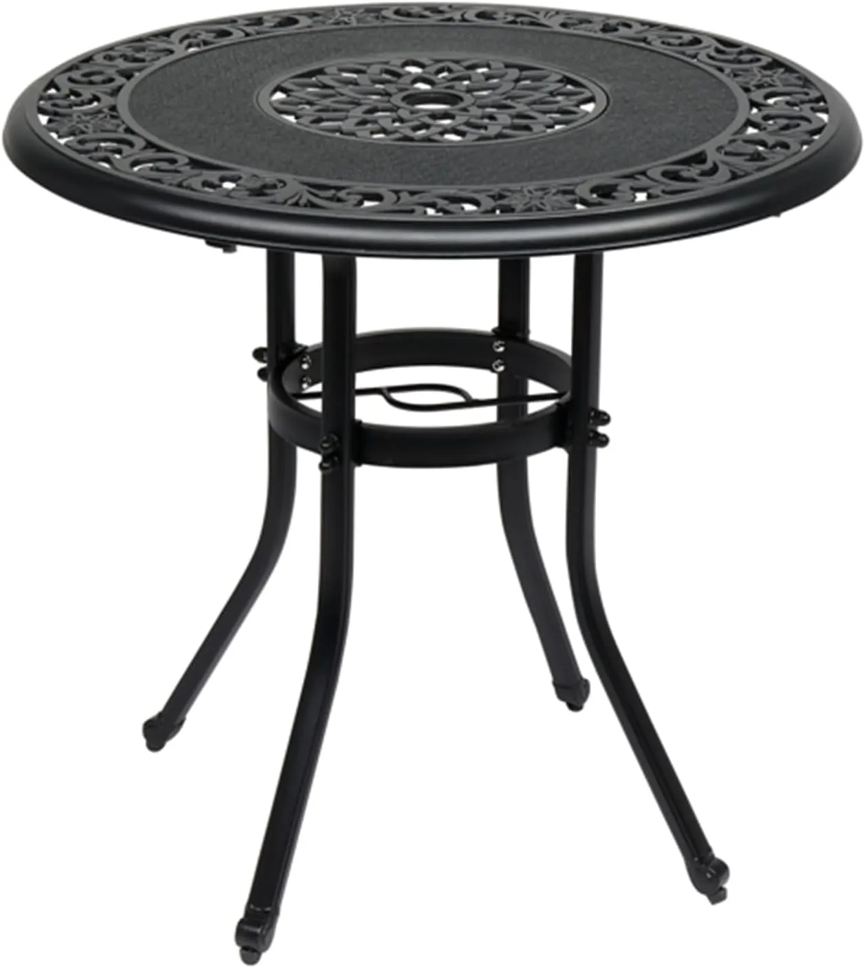 Round courtyard cast aluminum table black light luxury simple outdoor cast aluminum table balcony metal small table villa courtyard terrace table metal European furniture 31.5*31.5*29inch