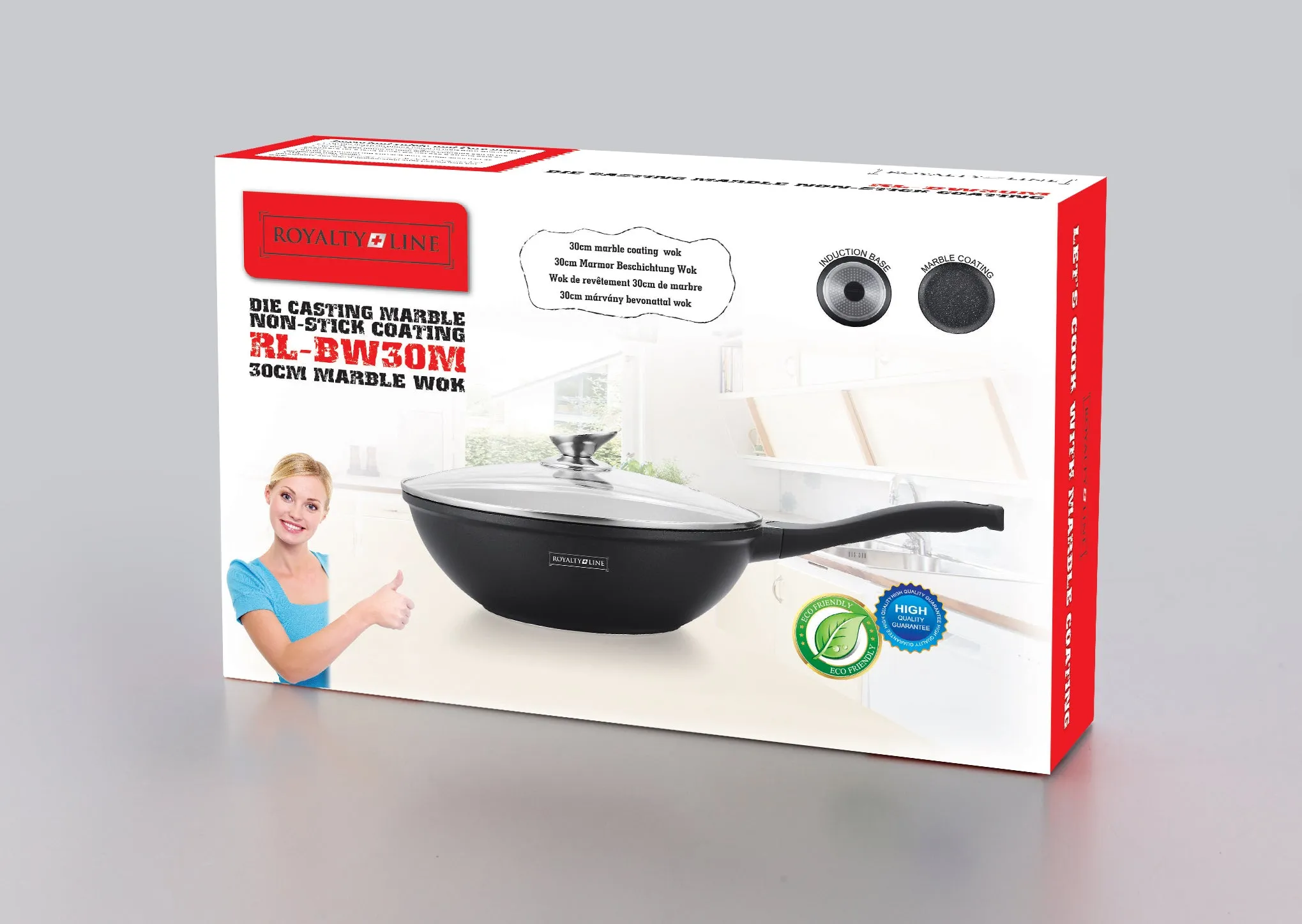 Royalty Line RL-BW30M; Marble coating wok 30cm