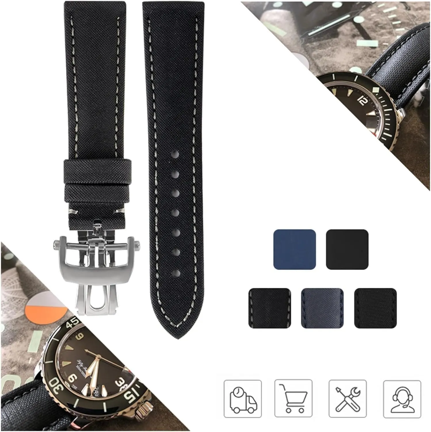 Rubber Watch Band For Blancpain Fifty Fathoms Soft Strap Sports Wrist Bracelet Watch Replacement Accessories