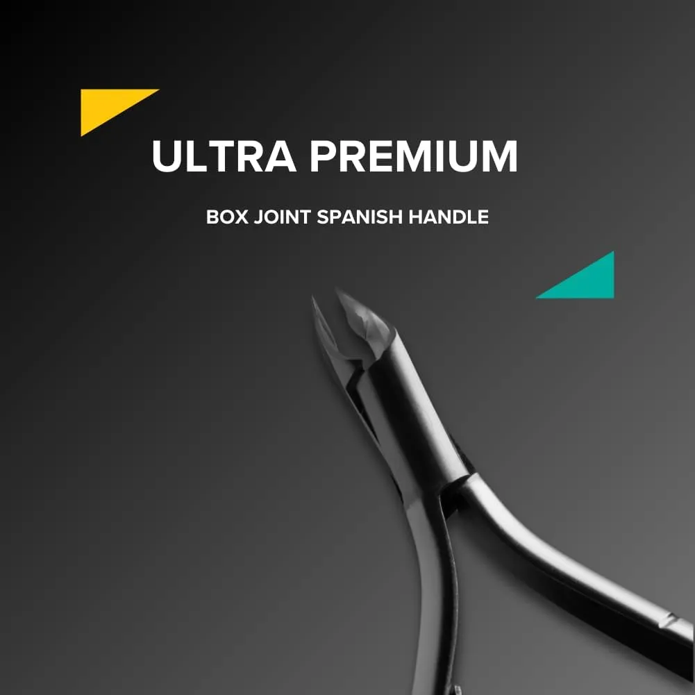 Rui Smiths Ultra-Premium Stainless Steel Cuticle Nippers - Professional Stainless Steel Cuticle Cutters - Spanish Handle, Rounded Box Joint, Matte Chrome Plated - 4mm Jaw, Single Spring