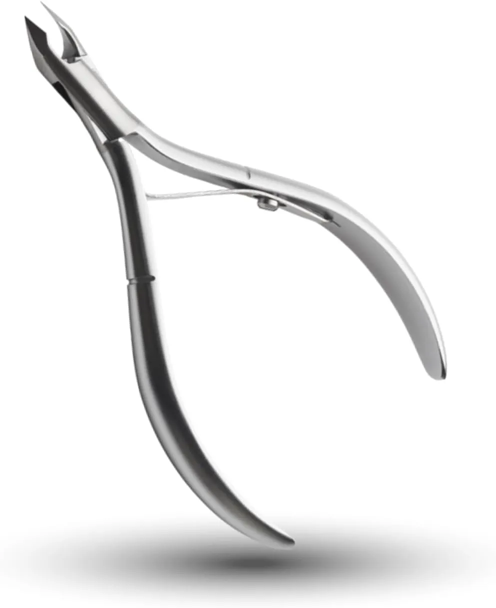 Rui Smiths Ultra-Premium Stainless Steel Cuticle Nippers - Professional Stainless Steel Cuticle Cutters - Spanish Handle, Rounded Box Joint, Matte Chrome Plated - 4mm Jaw, Single Spring
