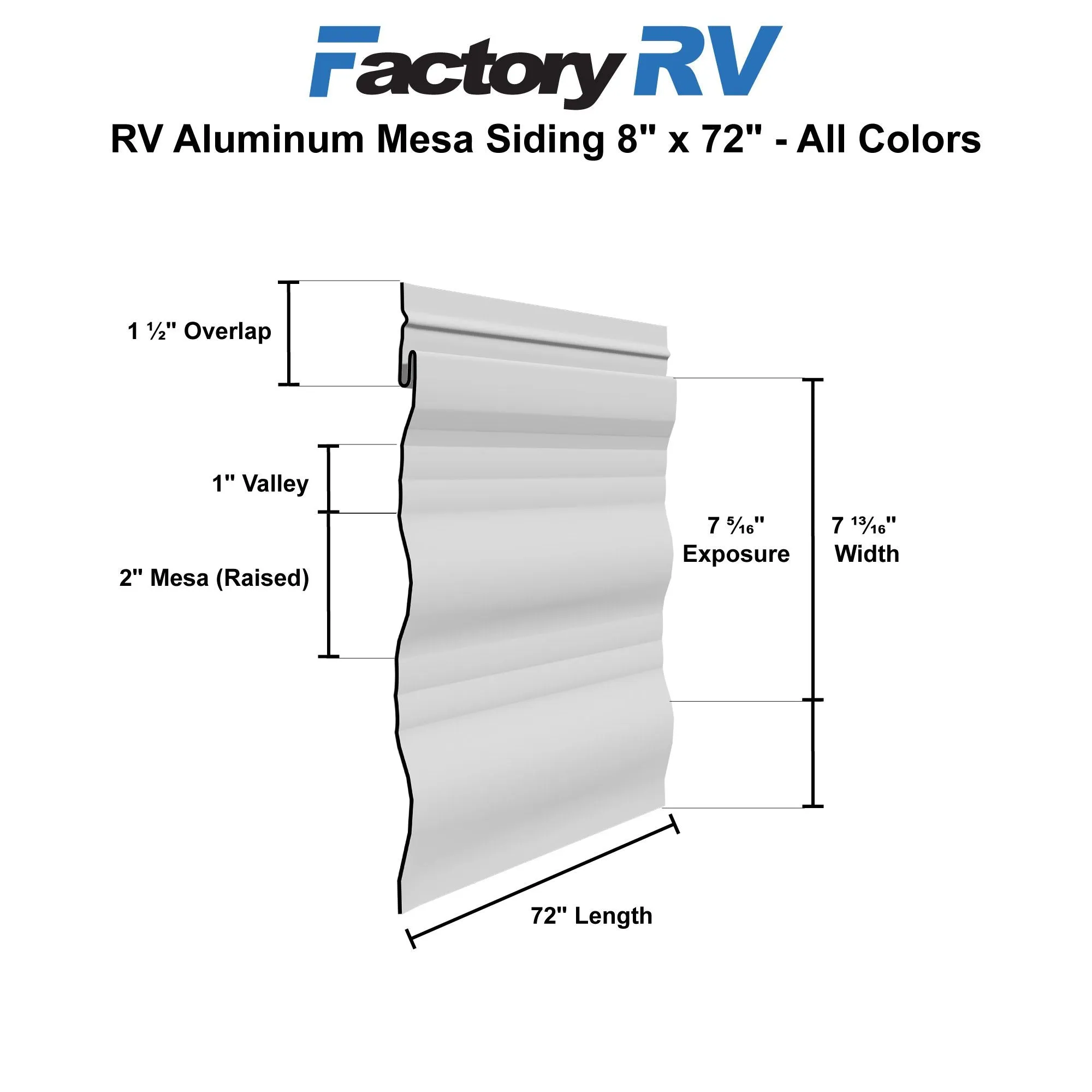 RV Aluminum Mesa Siding 8" x 72" | Deep Blue