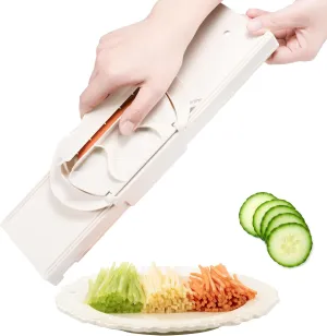 Safe Mandoline Slicer, 4 Sharp Stainless Steel Blades for Vegetable Slicer Neatly and Evenly, Easy to Clean Mandolin, Ideal for Chopping Veggie and Fruits Quickly and Safely