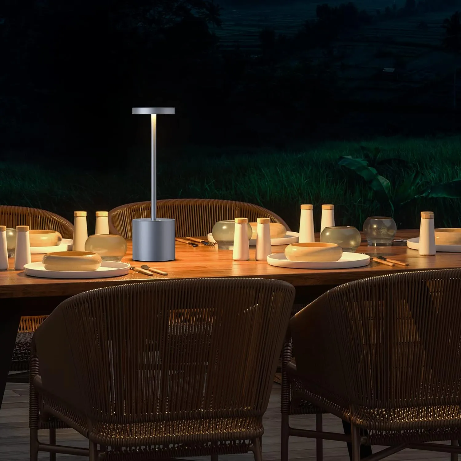 SAKRINGT 2 Pack Cordless Table Lamp Rechargeable,5000mAh Battery Operated Portable LED Table Light,Dimming Desk Lamp for Patio/Restaurant/Outdoor (Grey)
