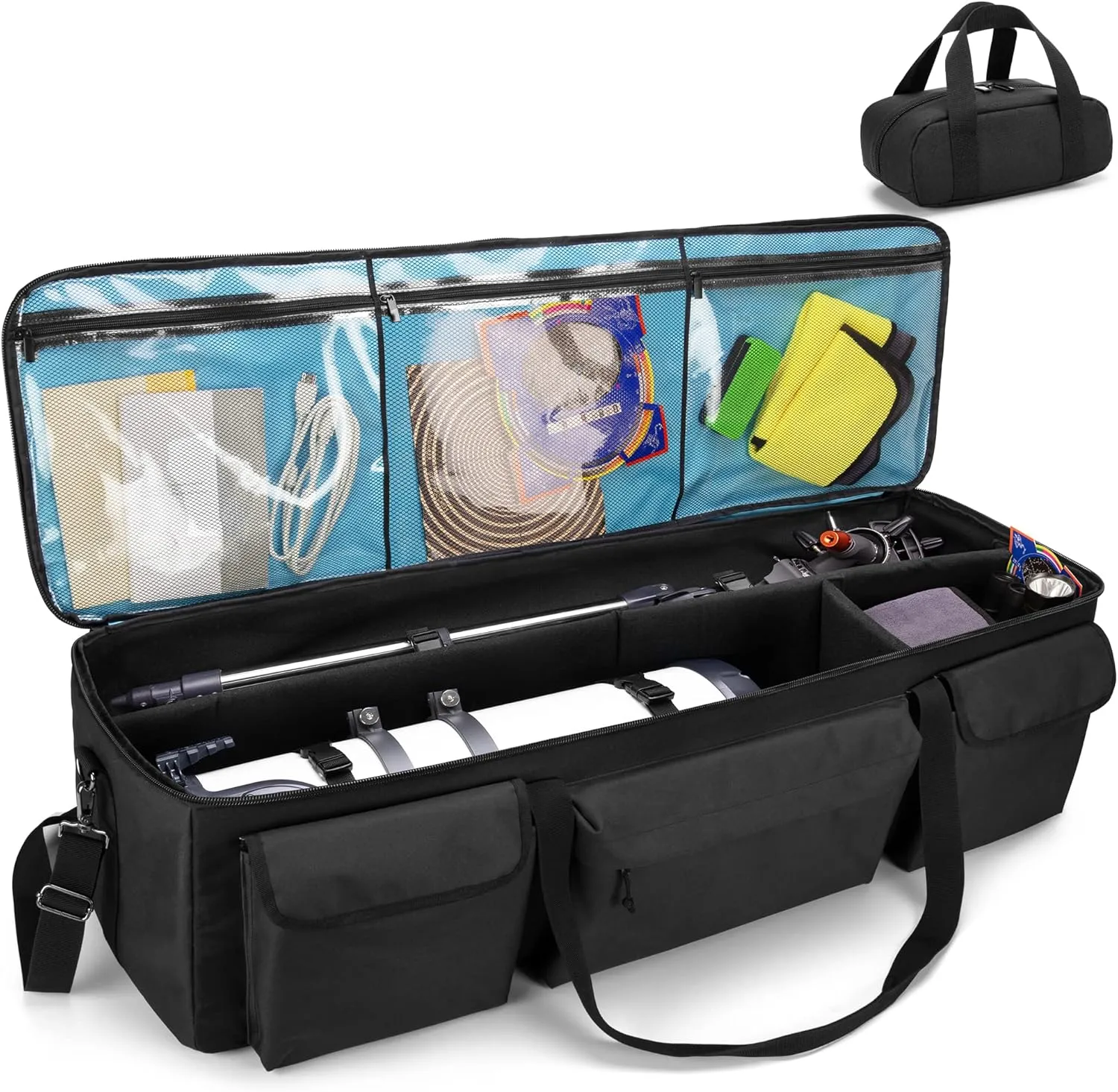 samdew Large Telescope Travel Bag, 40.8" Telescope Soft Case Bonus Accessory Bag & Dividers, Astronomical Telescope Carry Bag with Optical Tube & Tripod Buckles, Compatible with Celestron Telescope