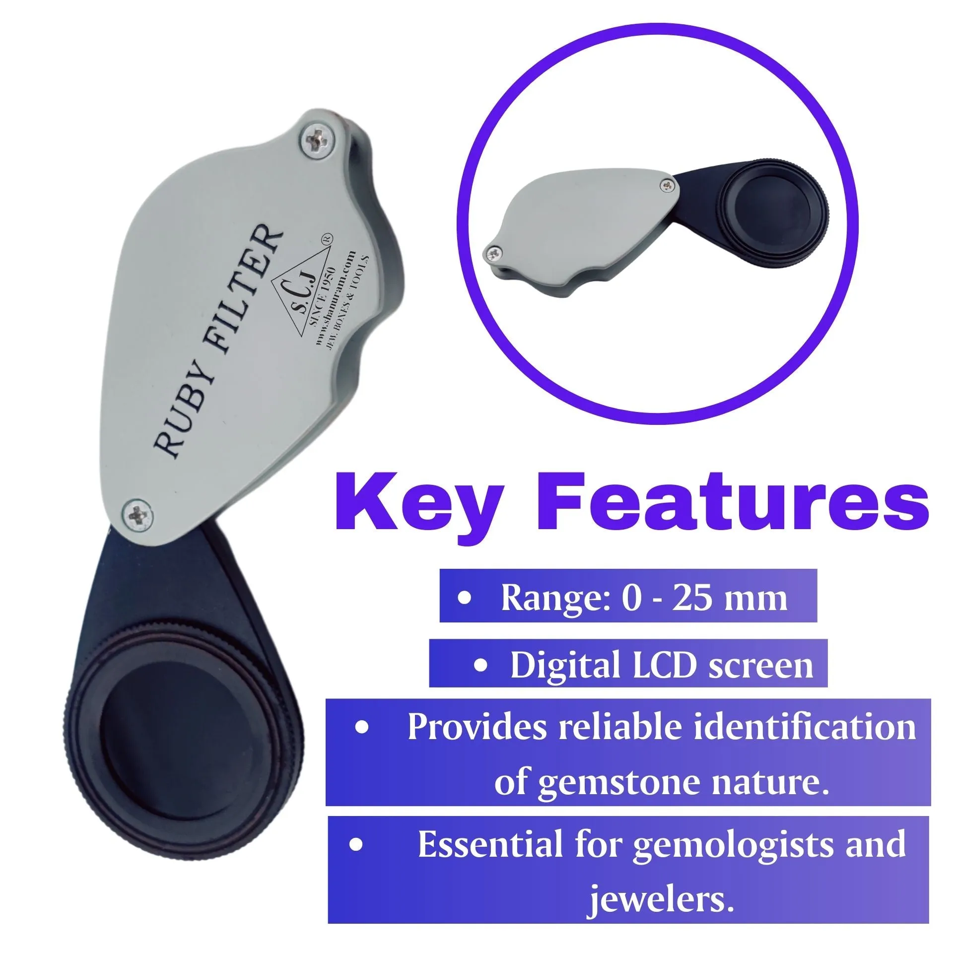 SCJ Foldable Ruby Filter for Emerald & Gemstones Jewellery Identification Tool