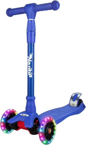 Scooters for Kids Ages 3-5, Kick Scooter for Boys Girls, 4 Adjustable Height, AEBC-9 Bearing, 3 Light Up Wheels, Lean to Steer, Outdoor Activities for Toddlers from 3 to 12 Years Old, Deep-Black