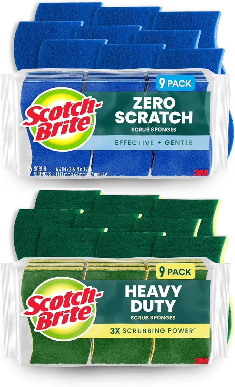 Scotch-Brite Non-Scratch Scrub Sponges, 9 Count and Scotch-Brite Heavy Duty Scrub Sponges, 9 Count