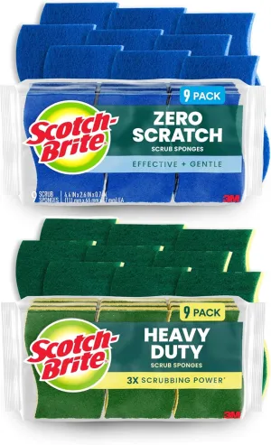 Scotch-Brite Non-Scratch Scrub Sponges, 9 Count and Scotch-Brite Heavy Duty Scrub Sponges, 9 Count