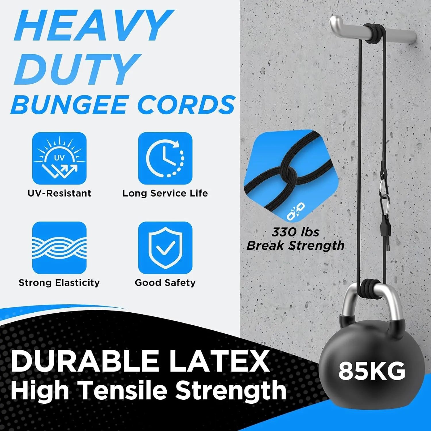 SDTC Tech 36 Inch Adjustable Bungee Cords with Carabiner Hooks, 4 Pack Heavy Duty Outdoor Super Elastic Bungee Straps Easily Adjust from 8" to 42" for Cargo, Bike, Luggage, Carts, Truck