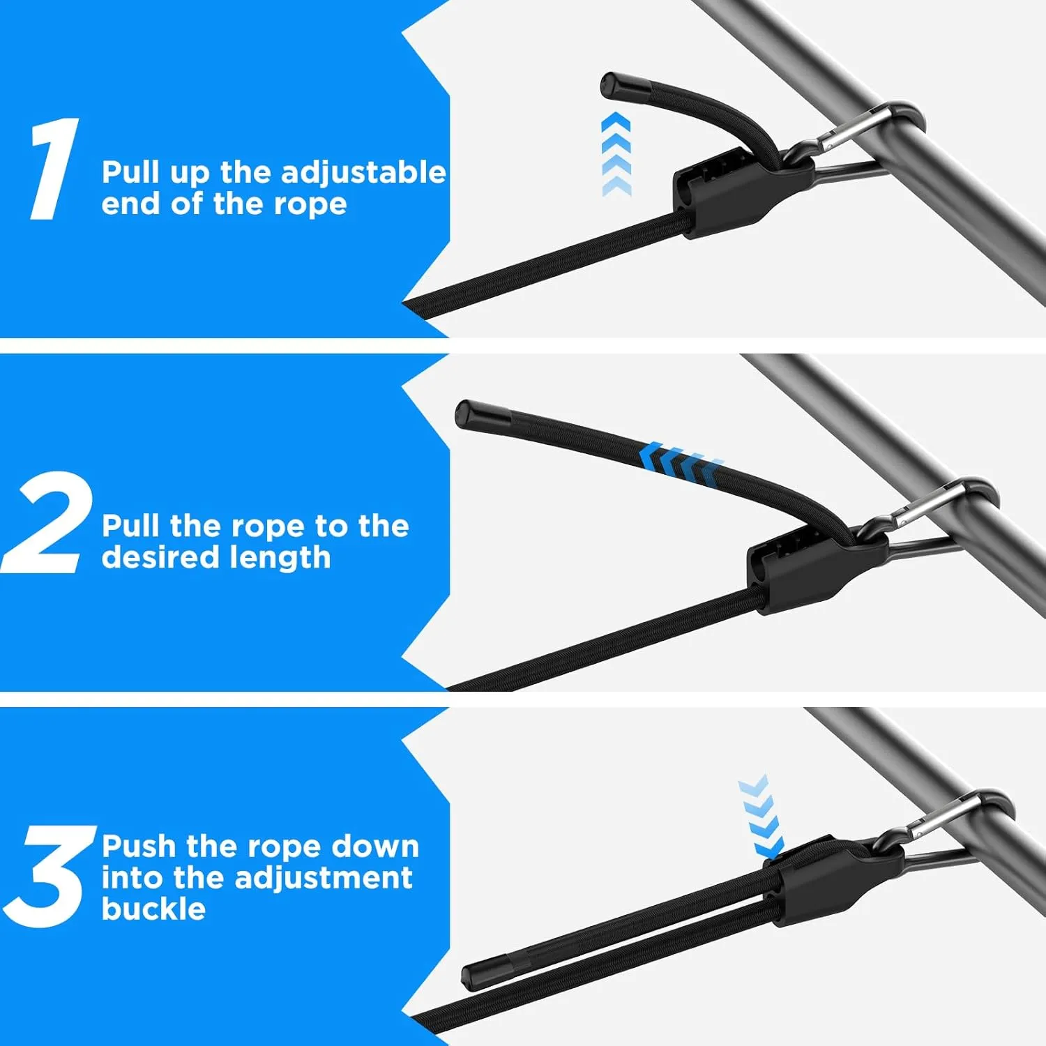 SDTC Tech 36 Inch Adjustable Bungee Cords with Carabiner Hooks, 4 Pack Heavy Duty Outdoor Super Elastic Bungee Straps Easily Adjust from 8" to 42" for Cargo, Bike, Luggage, Carts, Truck