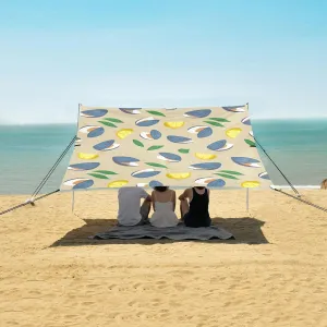 Seafood Slice Lemon Leaves Beach Camping Tent Sun Shelter for Whole Family, Beach Shade Canopy with UPF50  UV Protection,Easy Set Up and Carry,Outdoor Shade for Trips, Fishing, Backyard Fun Pic