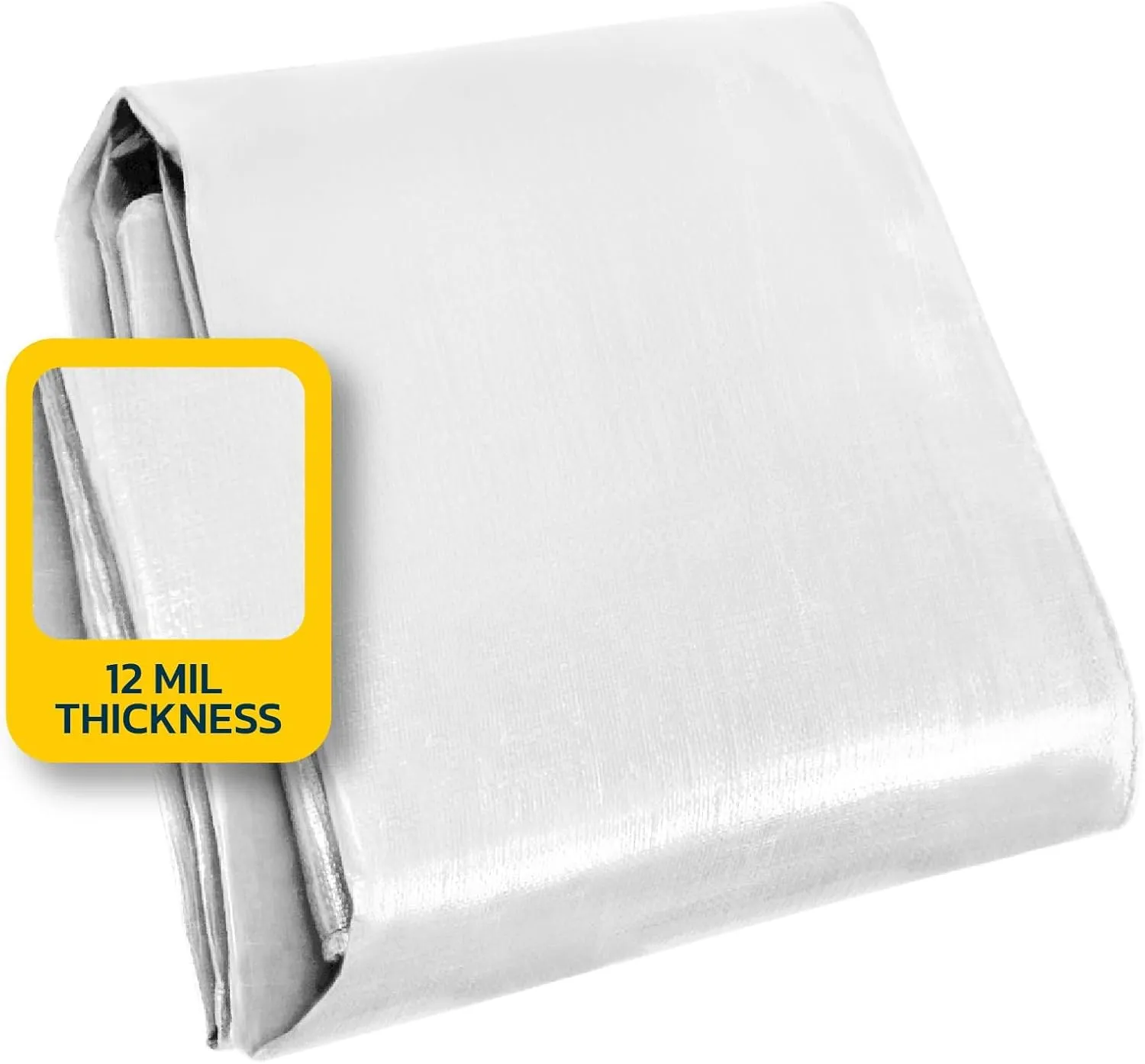 Seal Skin Covers Heavy Duty Waterproof Tarp 10x12 FT, 12 Mil 8 OZ 120 GSM Thick White Poly Tarp with Rustproof Grommets, Tear-Proof Cover with Reinforced Edges for Camping, Pool, Canopy Use