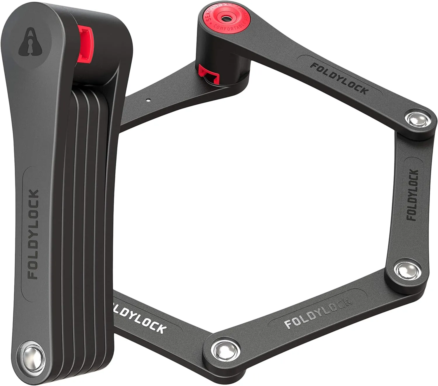 Seatylock FoldyLock Classic Folding Bike Lock - Patented High Security Sold Secure Silver Bicycle Lock - Heavy Duty Anti Theft Secure Guard with Keys & Case Mount - 37.4"
