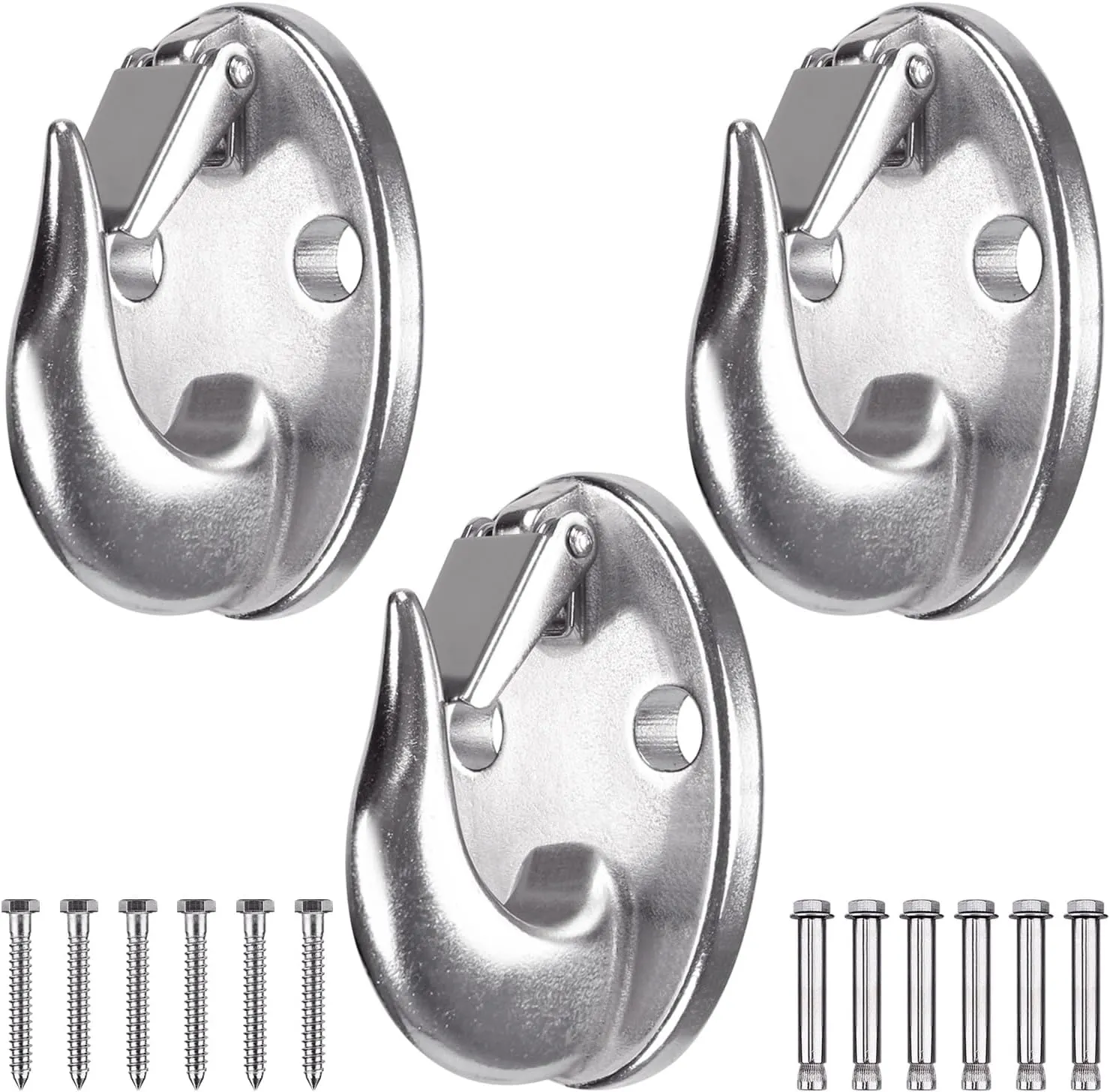 SELEWARE 3 Pack Heavy Duty Stainless Steel Wall Anchors for Resistance Bands – 2000 lbs Load Capacity, Space-Saving Home Gym & Physical Therapy Mounts for Strength Training & Body Weight Straps
