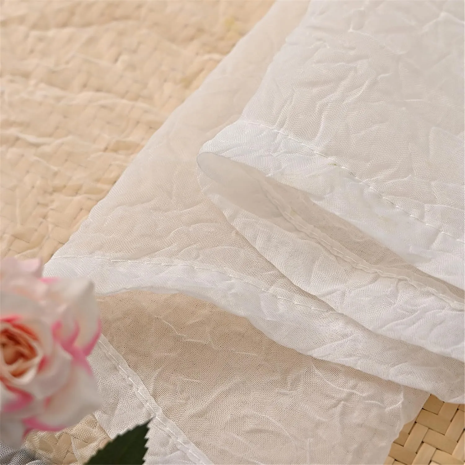 Semi Sheer Curtains Grommets Curtains Voile Textured Soft and Lightweight Window Treatments for Kitchen