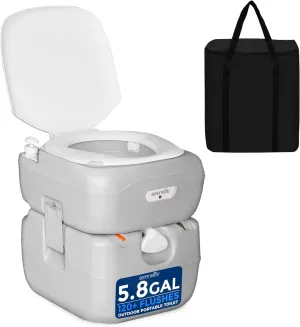 SereneLife 5.8 Gallon Portable Camping Toilet with Carry Bag and Hand Sprayer For Adults, Leak Proof Toilet with Waste Level Indicator, Portable Potty for Camping, Hiking, Roadtrip, Car, Tent