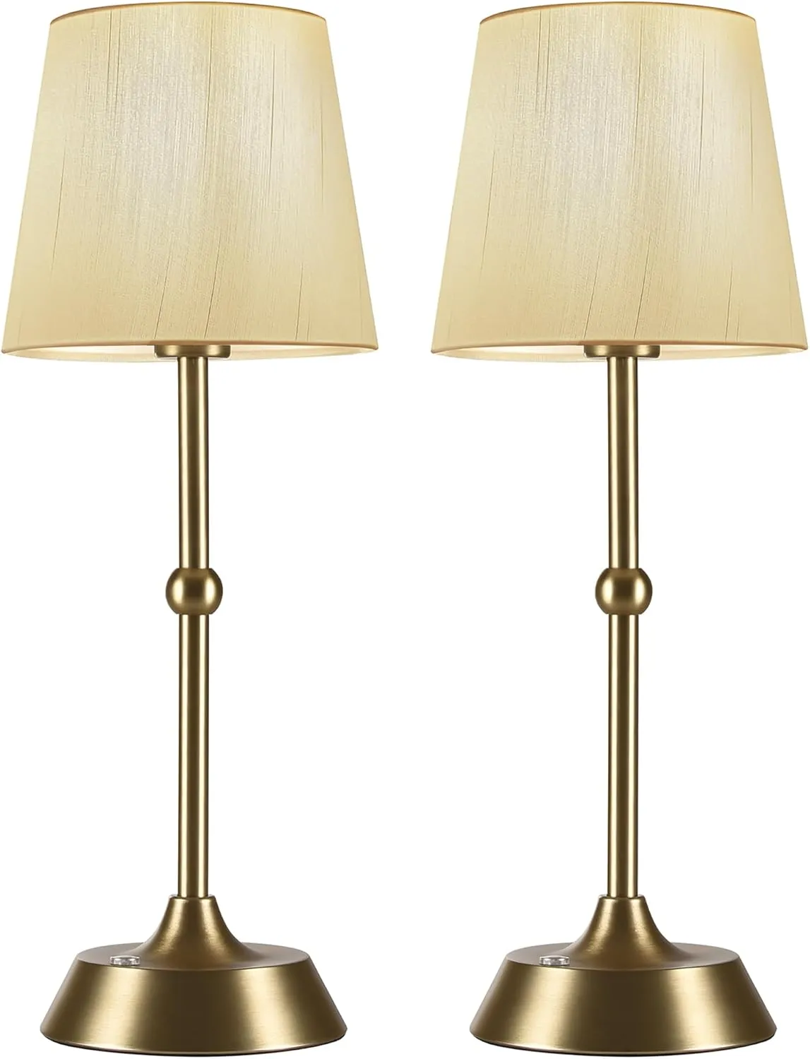 Set of 2 Cordless Cold Table Lamp,LED Portable Dimmable Desk Lamp,6000mA Battery Powered Table Lamp,Touch Control Fabric Table Light for Dining Room,Bedroom,Bar,Camping,Balcony.(LED Bulb Included)