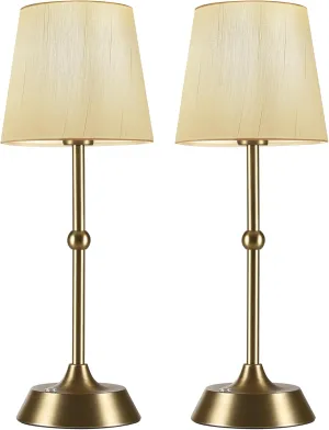 Set of 2 Cordless Cold Table Lamp,LED Portable Dimmable Desk Lamp,6000mA Battery Powered Table Lamp,Touch Control Fabric Table Light for Dining Room,Bedroom,Bar,Camping,Balcony.(LED Bulb Included)