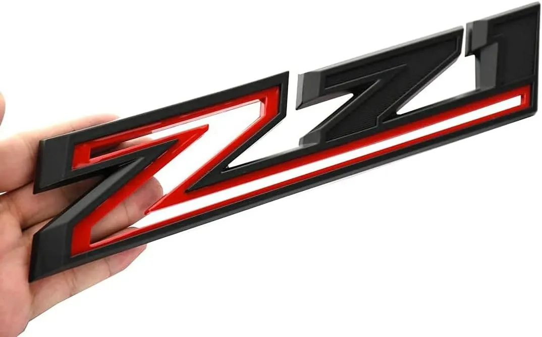 Set of 4pack OEM Silverado Plus Z71 RST Emblems 3D Badges Compatible with for Silverado 2019-2025 Parts 86539786 (Black Red)