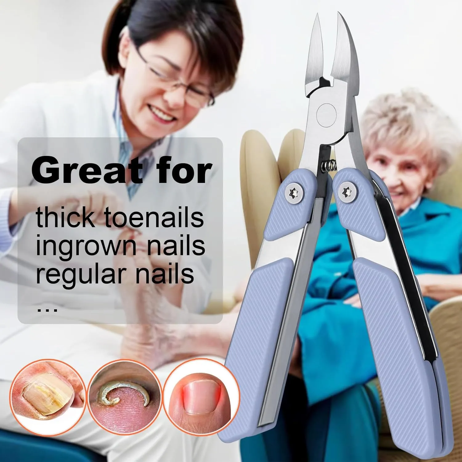 SGNEKOO Toenail Clippers for Thick Toenails,Folding Design Heavy Duty Ingrown Toe Nail Clipper,Sturdy Nail Nippers and Easy Use for Men Seniors Women