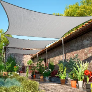 ShadeMart 10' x 20' Grey Sun Shade Sail UPF50 Rectangle Canopy Fabric Cloth Screen smTAPR1020, Water and Air Permeable & UV Resistant, Heavy Duty, Carport Patio Outdoor - (We Customize Size)