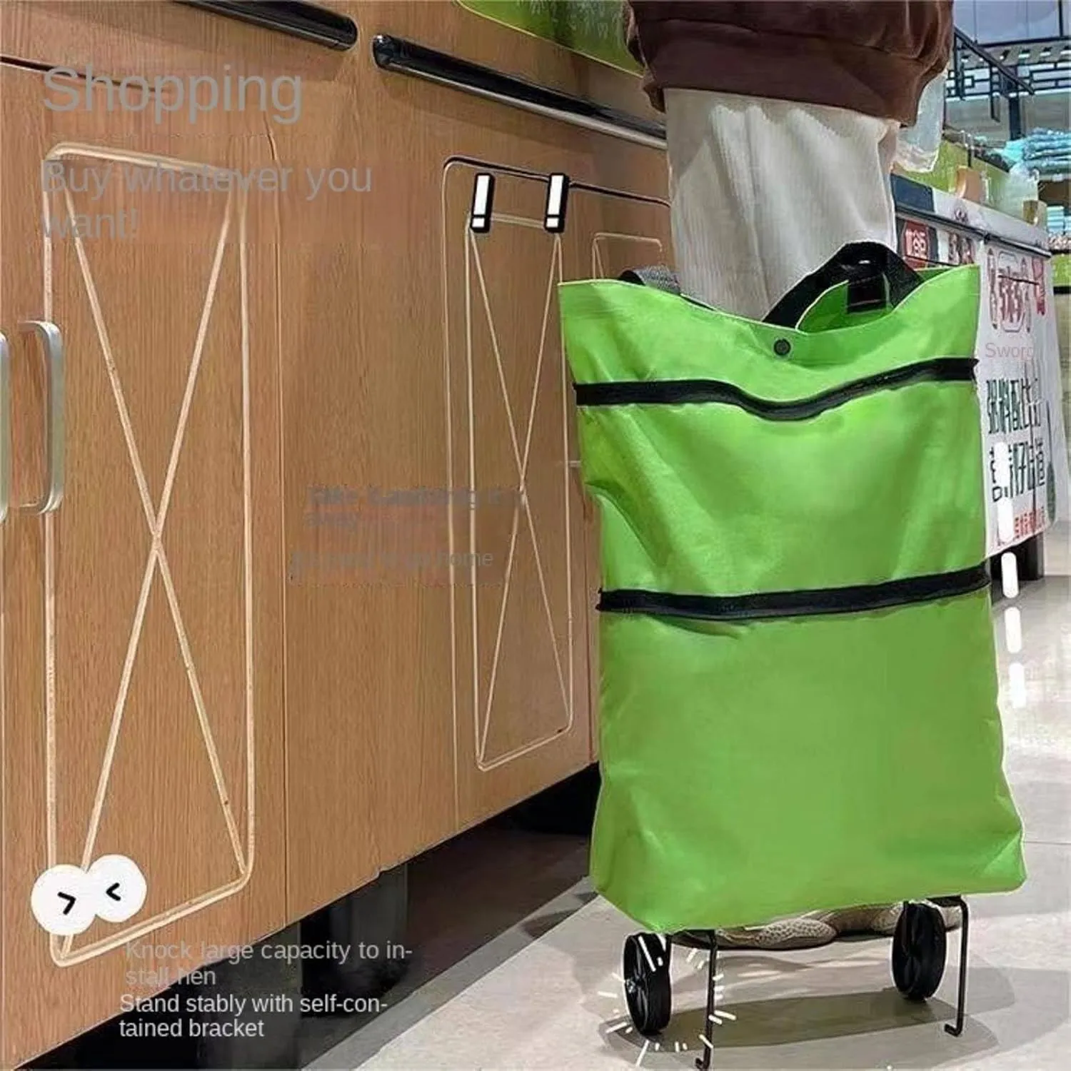 Shopping Luggage Trolley high-Profile Figure Hand Buggy Folding Portable Wheel Handbag Waterproof Supermarket Shopping Trolley