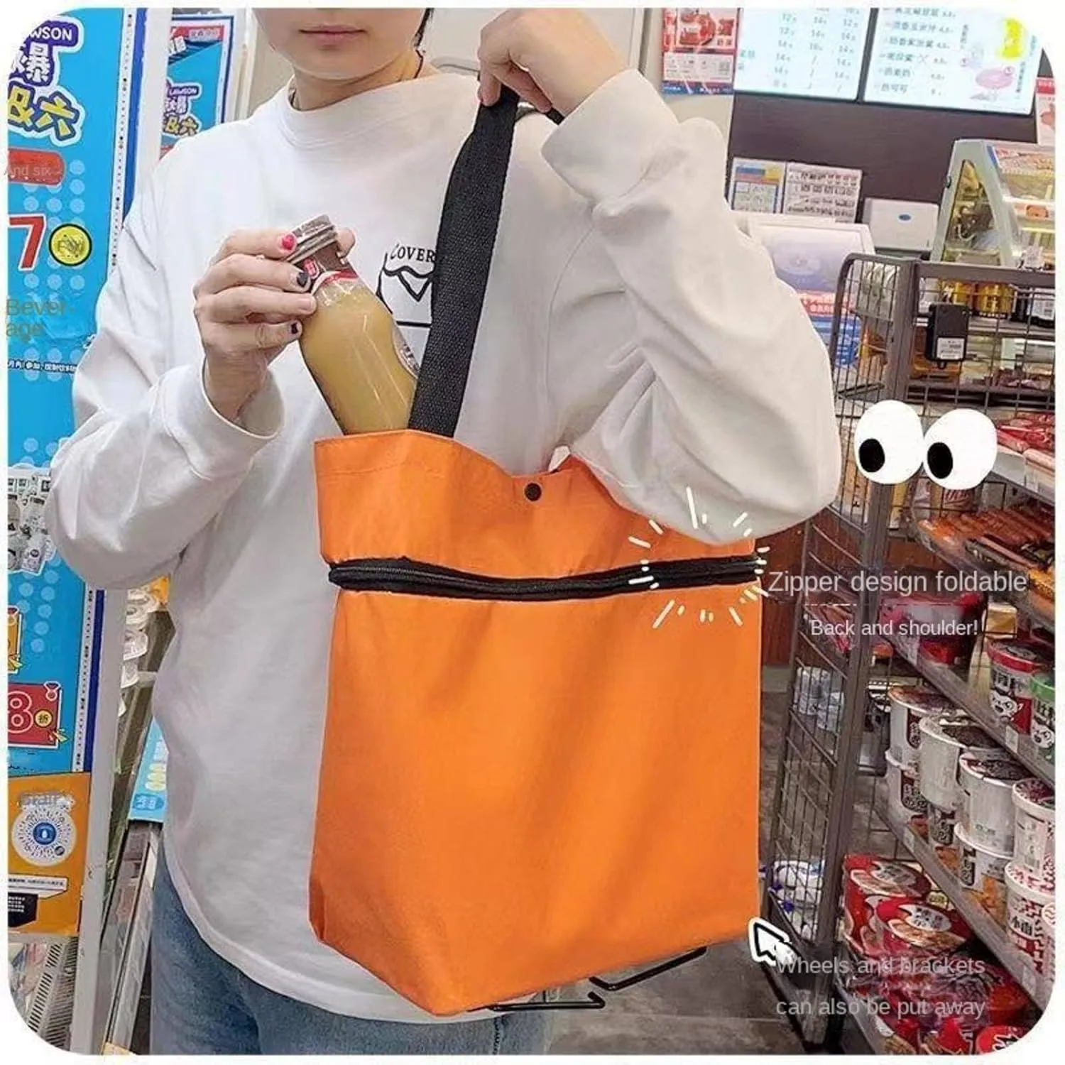 Shopping Luggage Trolley high-Profile Figure Hand Buggy Folding Portable Wheel Handbag Waterproof Supermarket Shopping Trolley