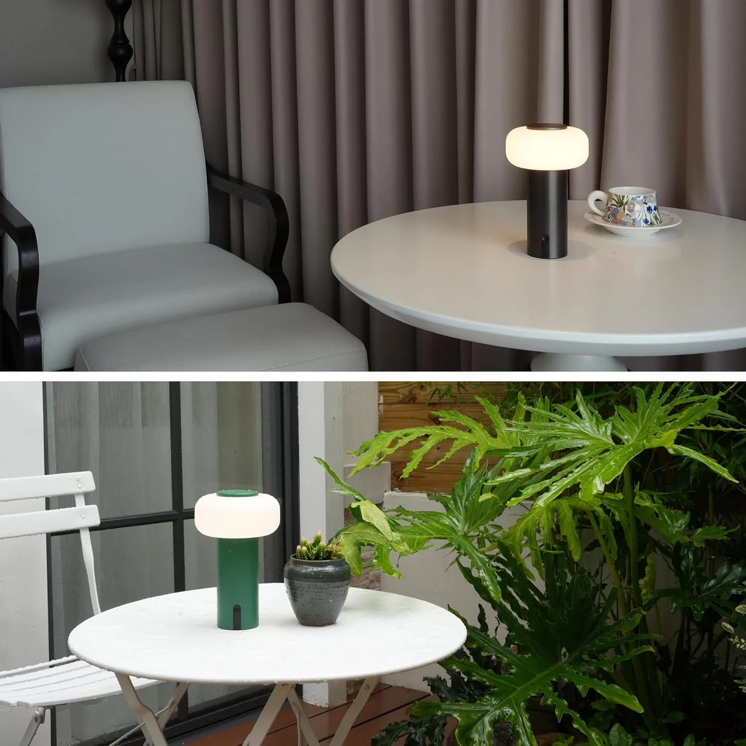 Shower Lamp Waterproof, Outdoor Cordless Table Lamp Rechargeable, Portable Battery Operated Lamp, Touch Dimmable Night Light for Bedroom/Patio/Dinning/Camping (Khaki)