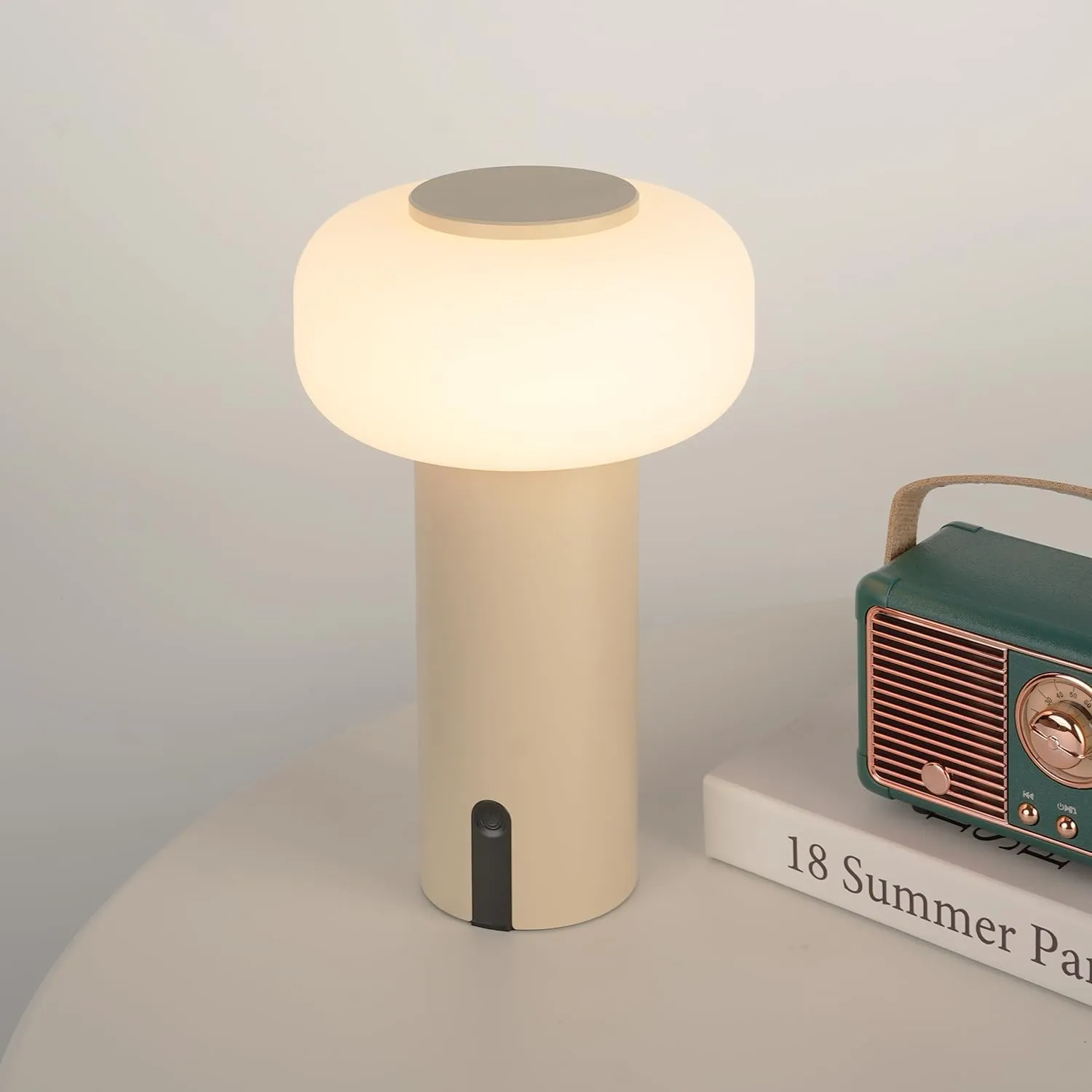 Shower Lamp Waterproof, Outdoor Cordless Table Lamp Rechargeable, Portable Battery Operated Lamp, Touch Dimmable Night Light for Bedroom/Patio/Dinning/Camping (Khaki)