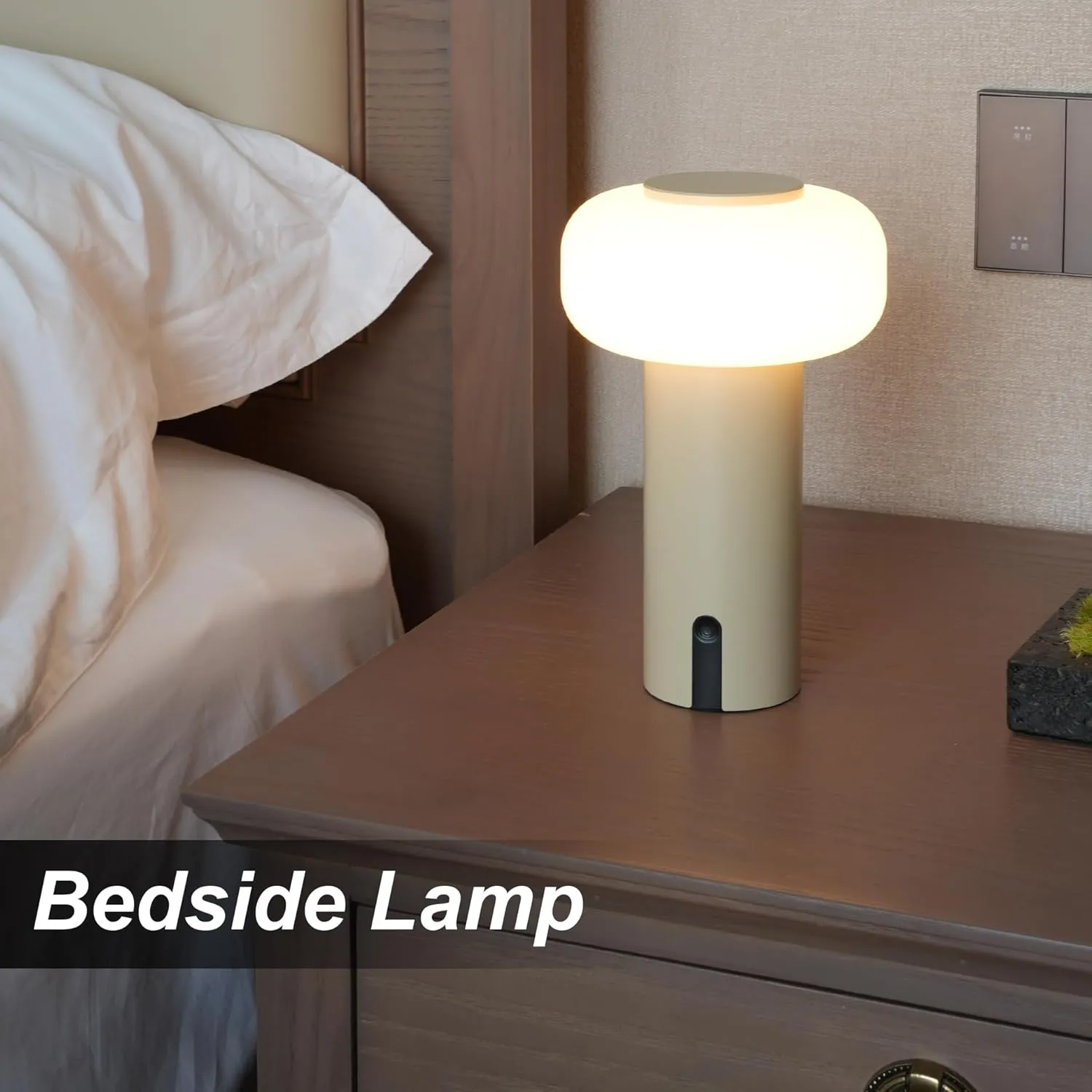 Shower Lamp Waterproof, Outdoor Cordless Table Lamp Rechargeable, Portable Battery Operated Lamp, Touch Dimmable Night Light for Bedroom/Patio/Dinning/Camping (Khaki)