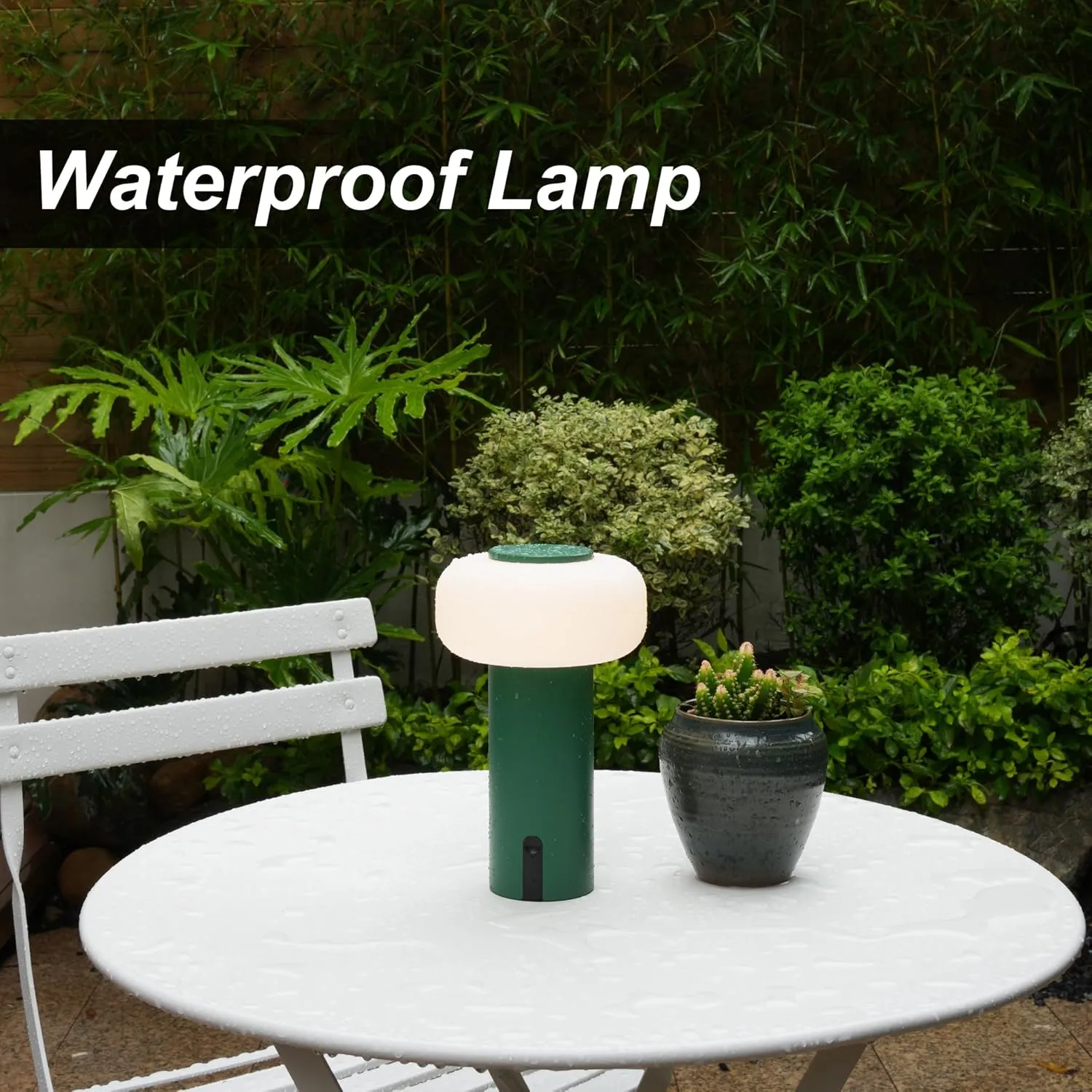 Shower Lamp Waterproof, Outdoor Cordless Table Lamp Rechargeable, Portable Battery Operated Light, Touch Dimmable Night Light for Bedroom/Patio/Dinning/Camping (Green)