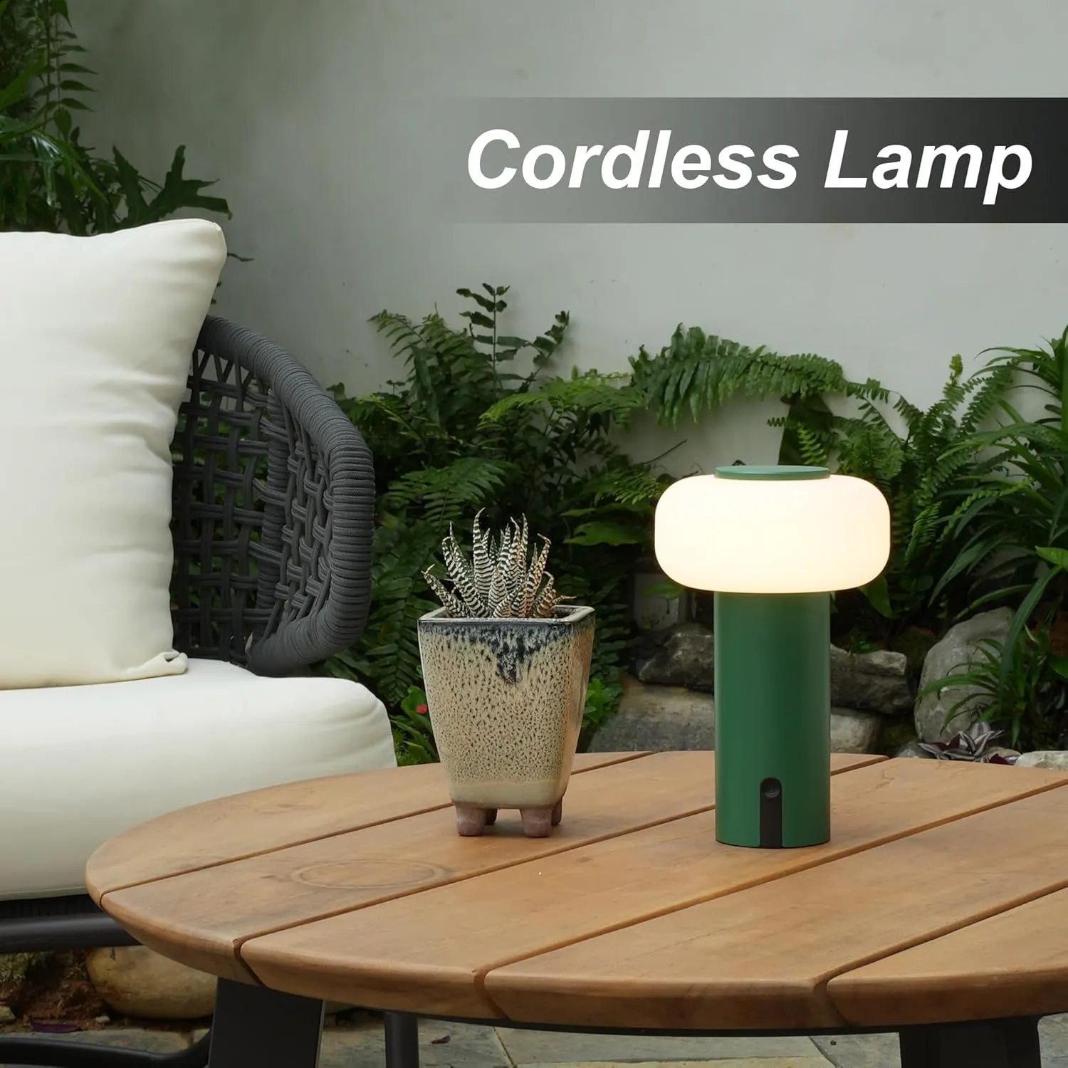 Shower Lamp Waterproof, Outdoor Cordless Table Lamp Rechargeable, Portable Battery Operated Light, Touch Dimmable Night Light for Bedroom/Patio/Dinning/Camping (Green)