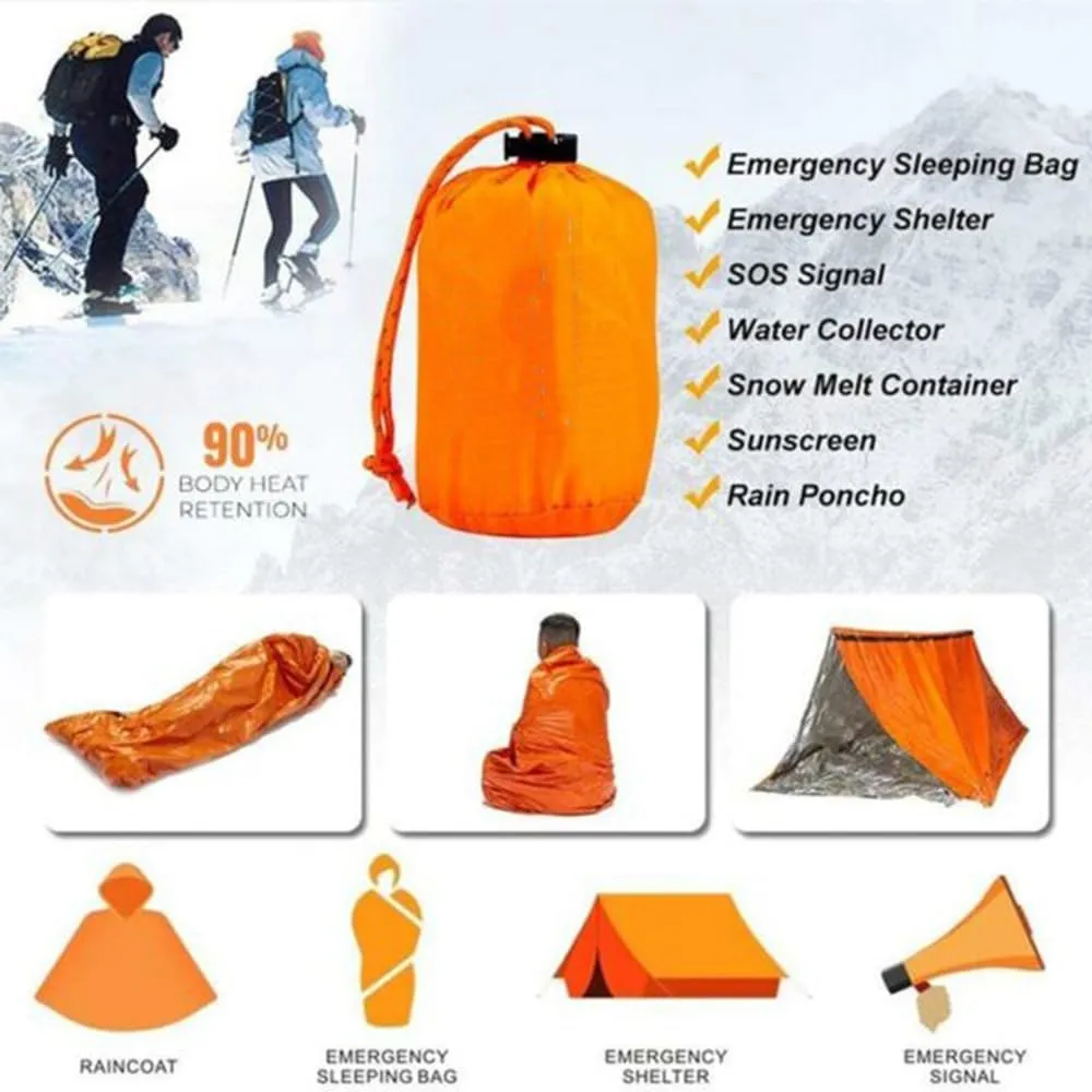 Sierra Madre Emergency Sleeping Bag, 84"X36" Sierramadre Emergency Survival Sleeping Bag, Sierra Madera Pocket Size Emergency Sleeping Bag, Waterproof Thermal Bivy Sack for Camping, Hiking, Outdoor