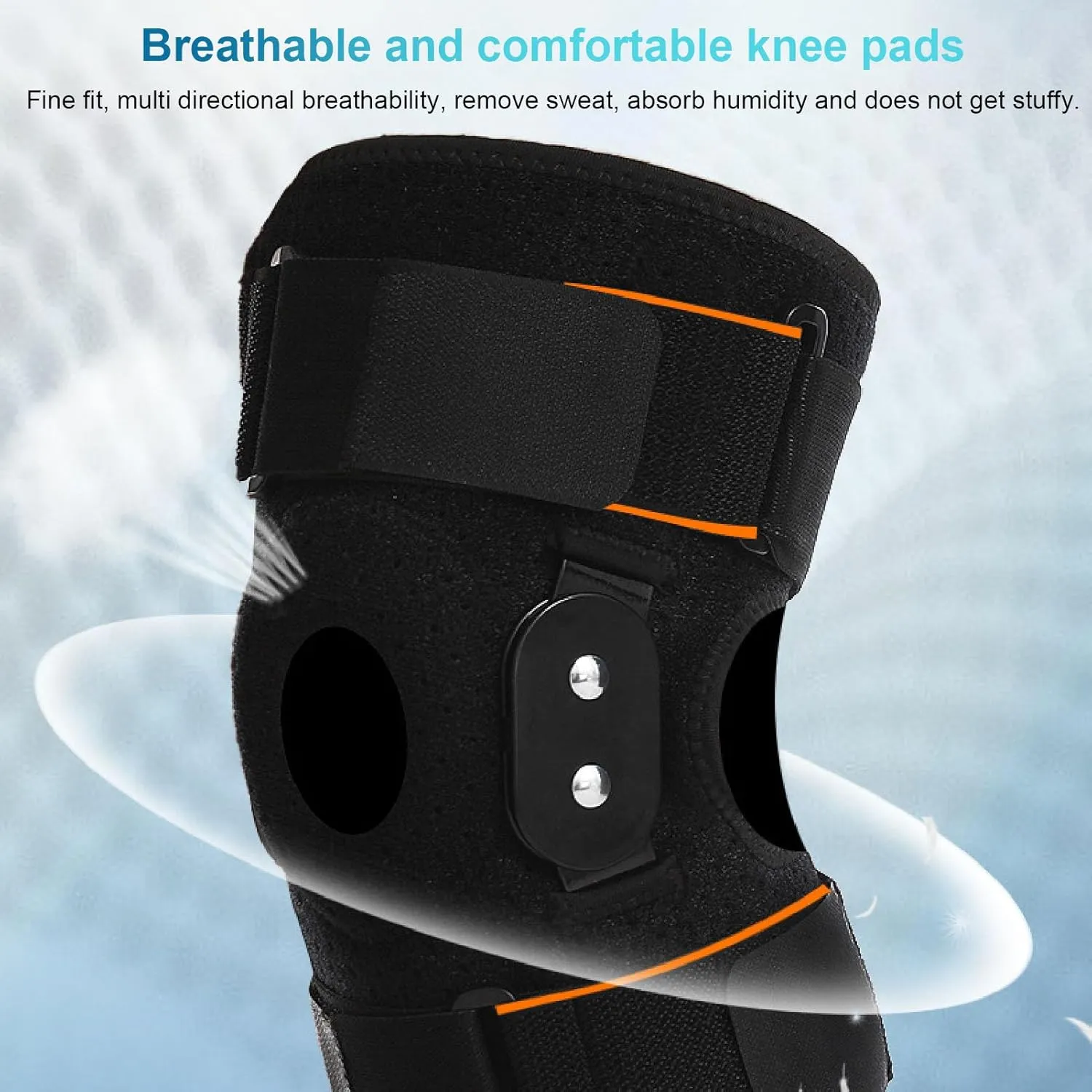 Silicone Knee Pad, Stabilize Patella with Folding Aluminum Plate Knee Protector for Running Basketball Cycling (Orange Red)