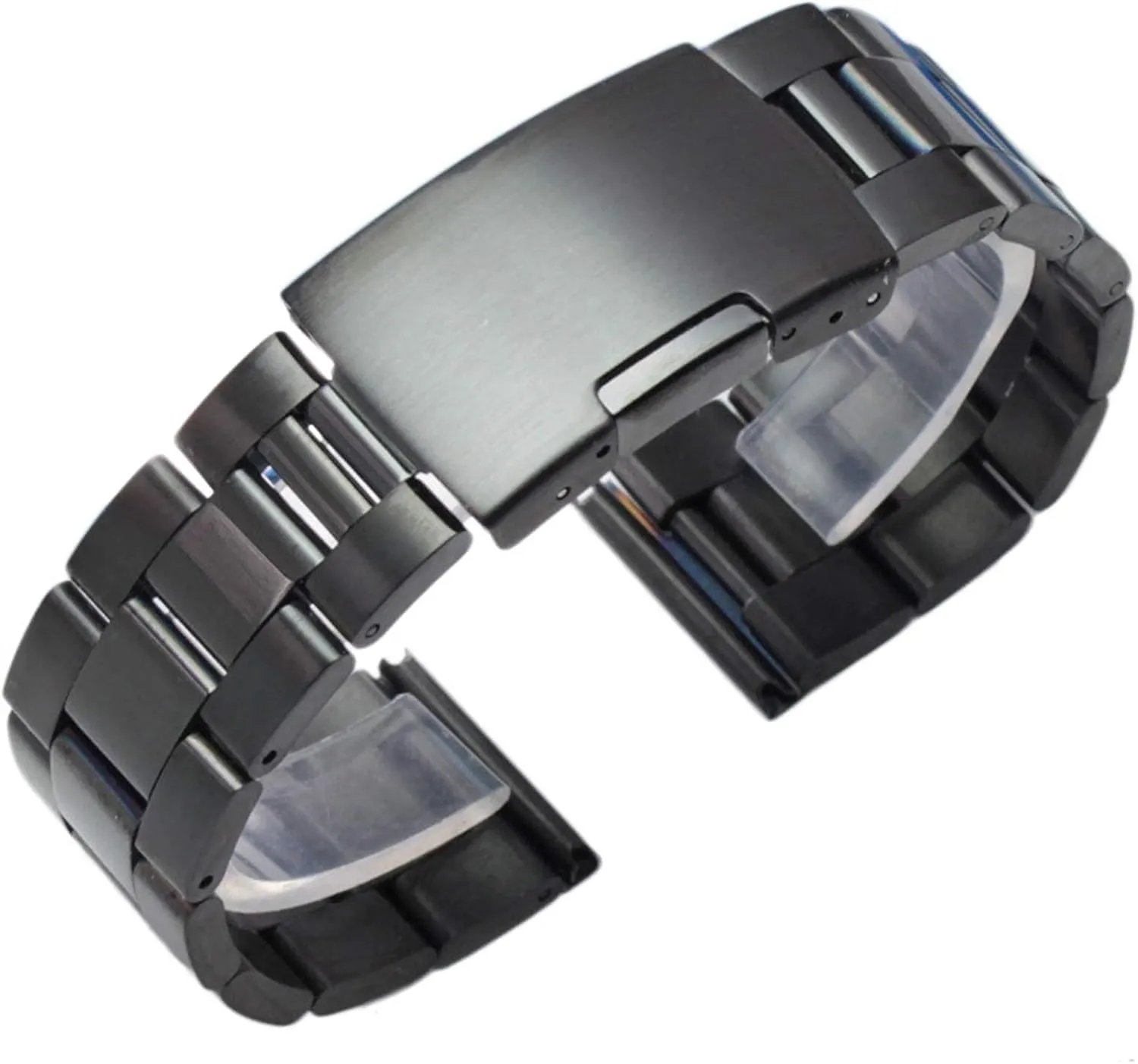 silver black metal watch band bracelet 18mm 20mm 22mm 24mm men strap 316l solid stainless steel straight end watchbands