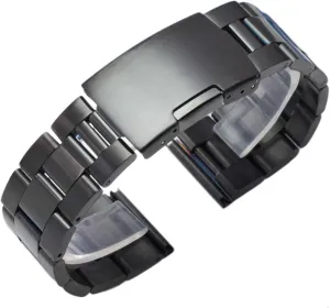 silver black metal watch band bracelet 18mm 20mm 22mm 24mm men strap 316l solid stainless steel straight end watchbands