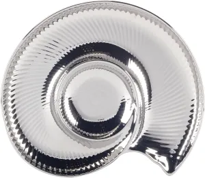 Silver Coast 3-D Nautilus Shell Chip & Dip Platter – 14.25" x 12.25" Ocean-Inspired Server for Chips, Dips & Appetizers – Elegant Silver Coastal Décor for Entertaining & Gifting"