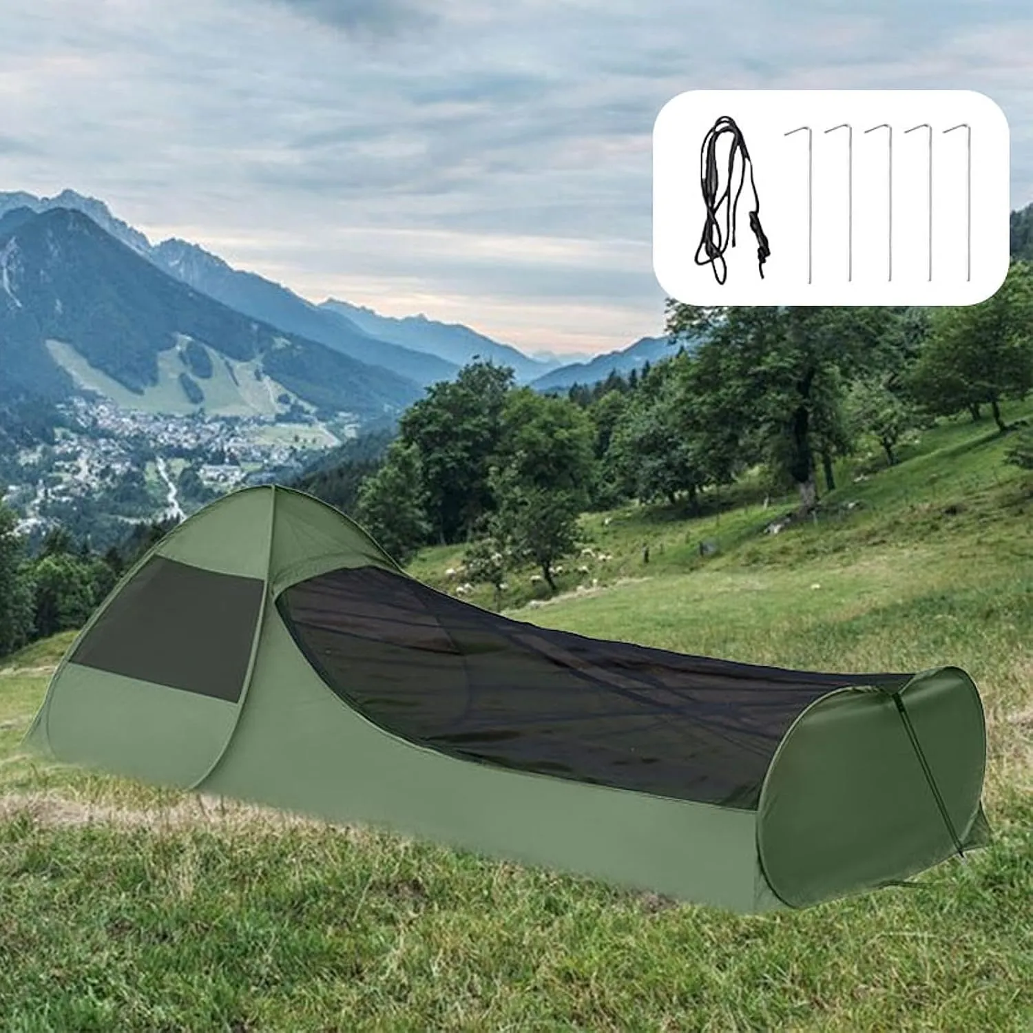 Single Occupant Bivy Tent Windproof Compact Design for Camping and Trekking