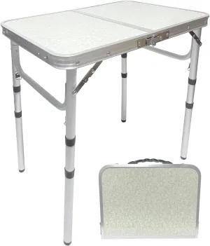 Small Folding Camping Table, Aluminum 2FT Adjustable Height Portable Table, Lightweight Compact Fold Up Table for Indoor Outdoor Camp Picnic, Beach, BBQ, Garden, Dining, Cooking, Party, RV