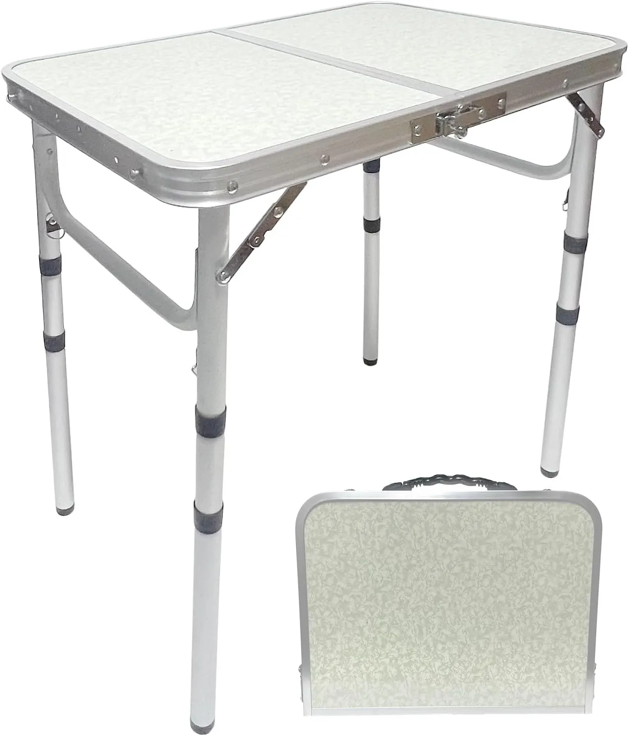 Small Folding Camping Table, Aluminum 2FT Adjustable Height Portable Table, Lightweight Compact Fold Up Table for Indoor Outdoor Camp Picnic, Beach, BBQ, Garden, Dining, Cooking, Party, RV