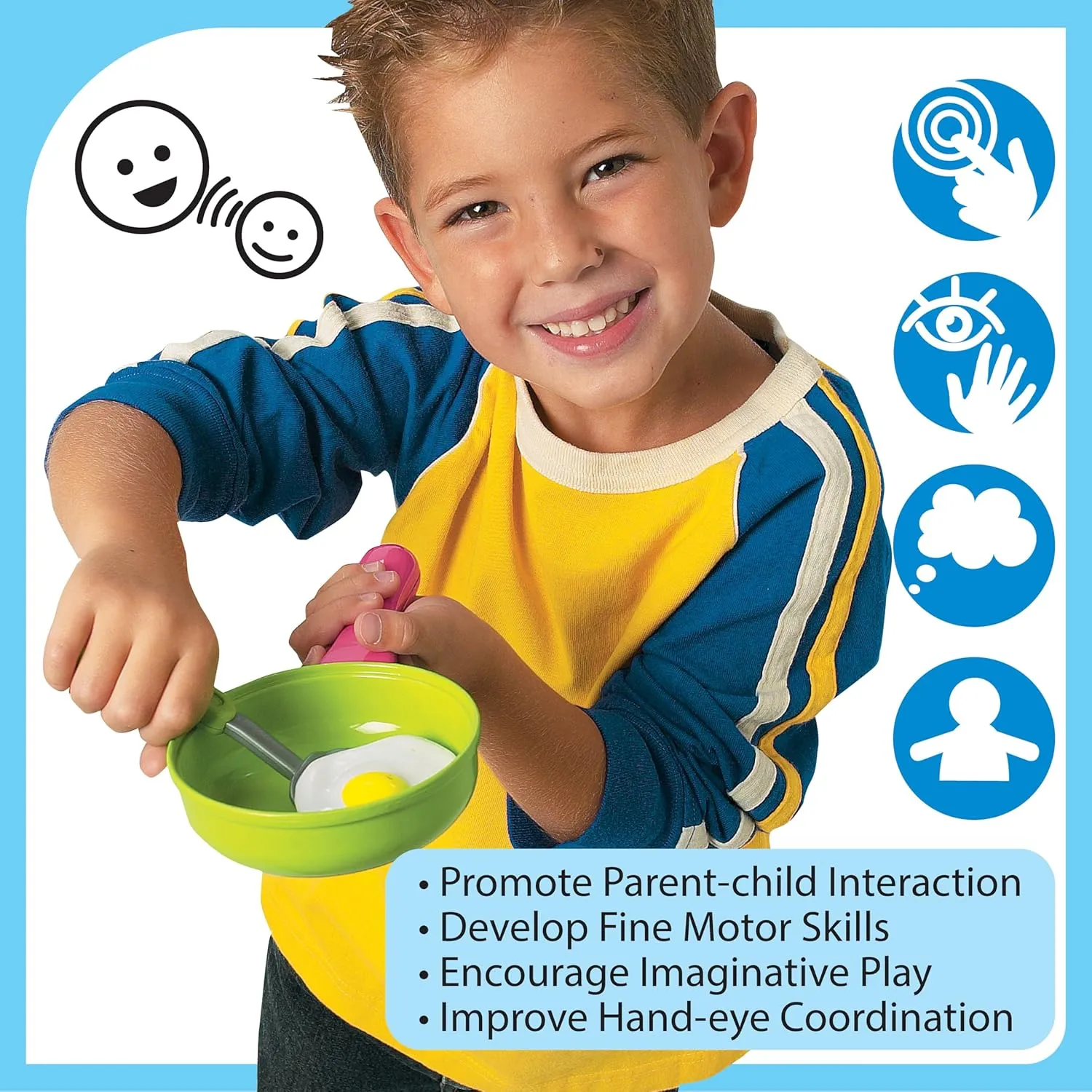 Small World Toys Kids Kitchen Playset, Pretend Play Cooking Toys with Play Pots, Pans, Utensils Cookware Toys, Toddler Kitchen Set for 3 , 11 Pcs Play Kitchen Set Learning Gift for Girls Boys