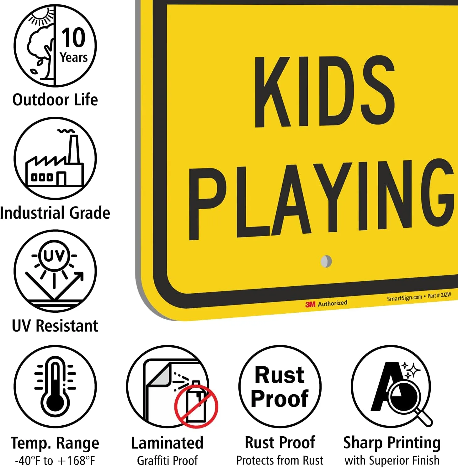SmartSign "Slow Down - Kids Playing" Sign | 12" x 18" 3M Engineer Grade Reflective Aluminum
