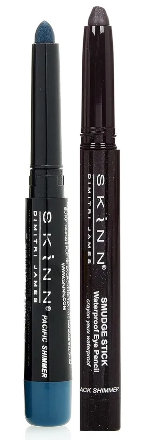 Smudge Sticks - Set of 2 Waterproof Pencils - Black Shimmer & Pacific Shimmer