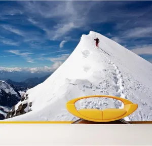 Snow Mountain Wall Mural 3D Climbing Adventure Peel and Stick Self-Adhesive Wallpaper Removable Large Sticker Home Decor Background Art Wall Painting 116"x 83"(W x H)