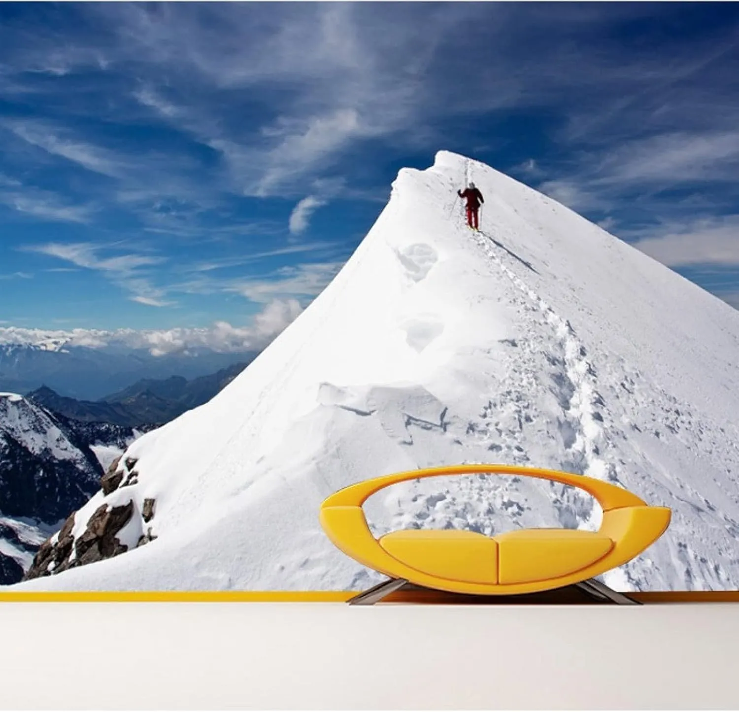 Snow Mountain Wall Mural 3D Climbing Adventure Peel and Stick Self-Adhesive Wallpaper Removable Large Sticker Home Decor Background Art Wall Painting 116"x 83"(W x H)